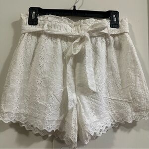 Everly White Eyelet High Waist Shorts